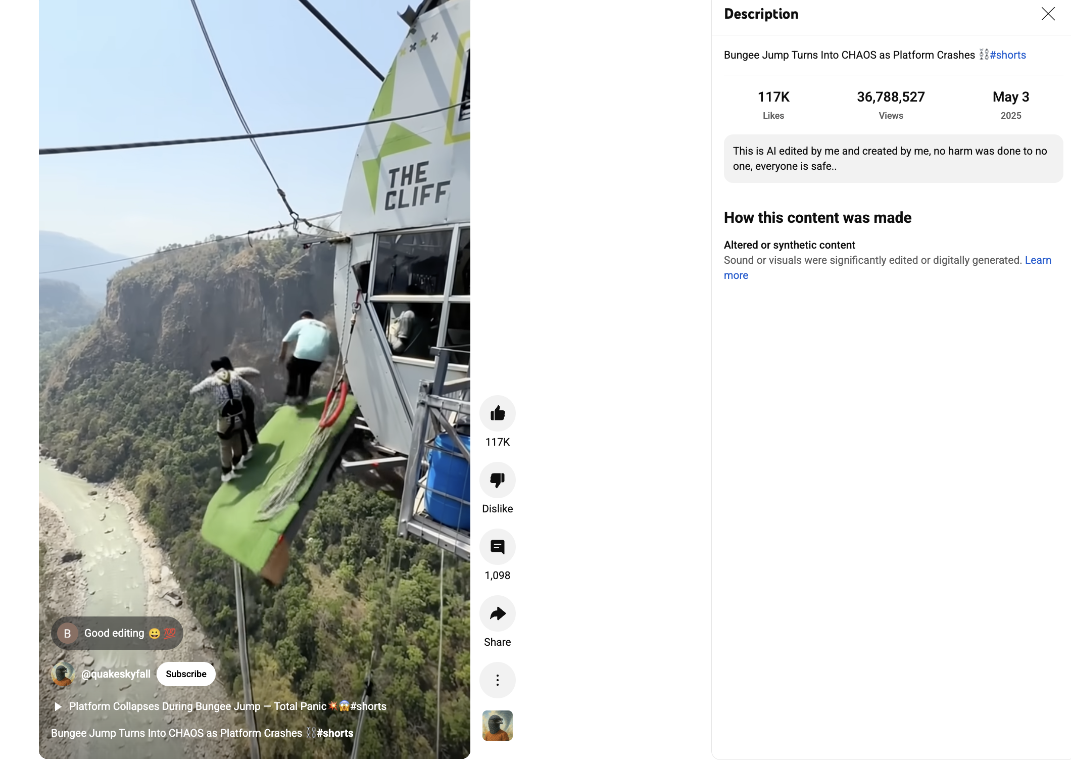 ਕੀ ਇਹ ਵੀਡੀਓ ਰਿਸ਼ੀਕੇਸ਼ 'ਚ ਬੰਜੀ ਜੰਪਿੰਗ ਦੌਰਾਨ ਵਾਪਰੇ ਹਾਦਸੇ ਦੀ ਹੈ? ਵੀਡੀਓ AI ਜਨਰੇਟਡ ਹੈ 